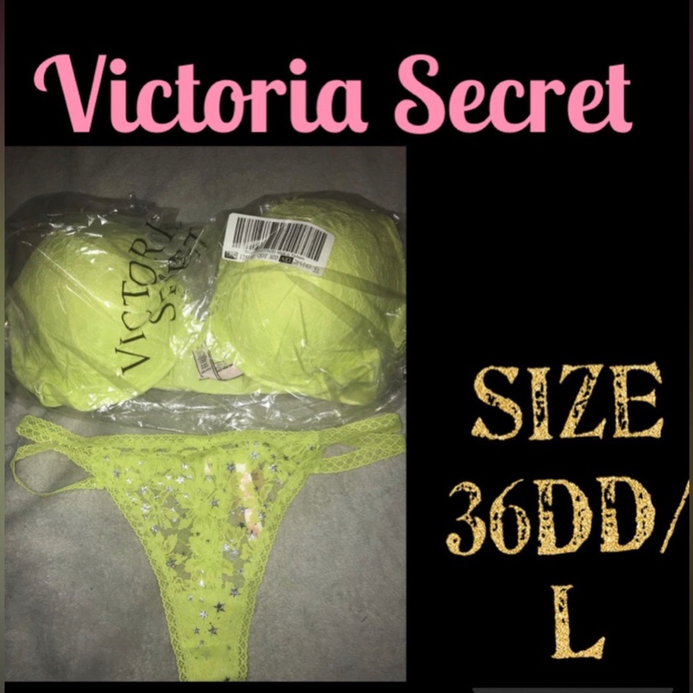 NWT Victoria’s Secret Dream Angels Lace Push Up bra +panty set 36DD/L